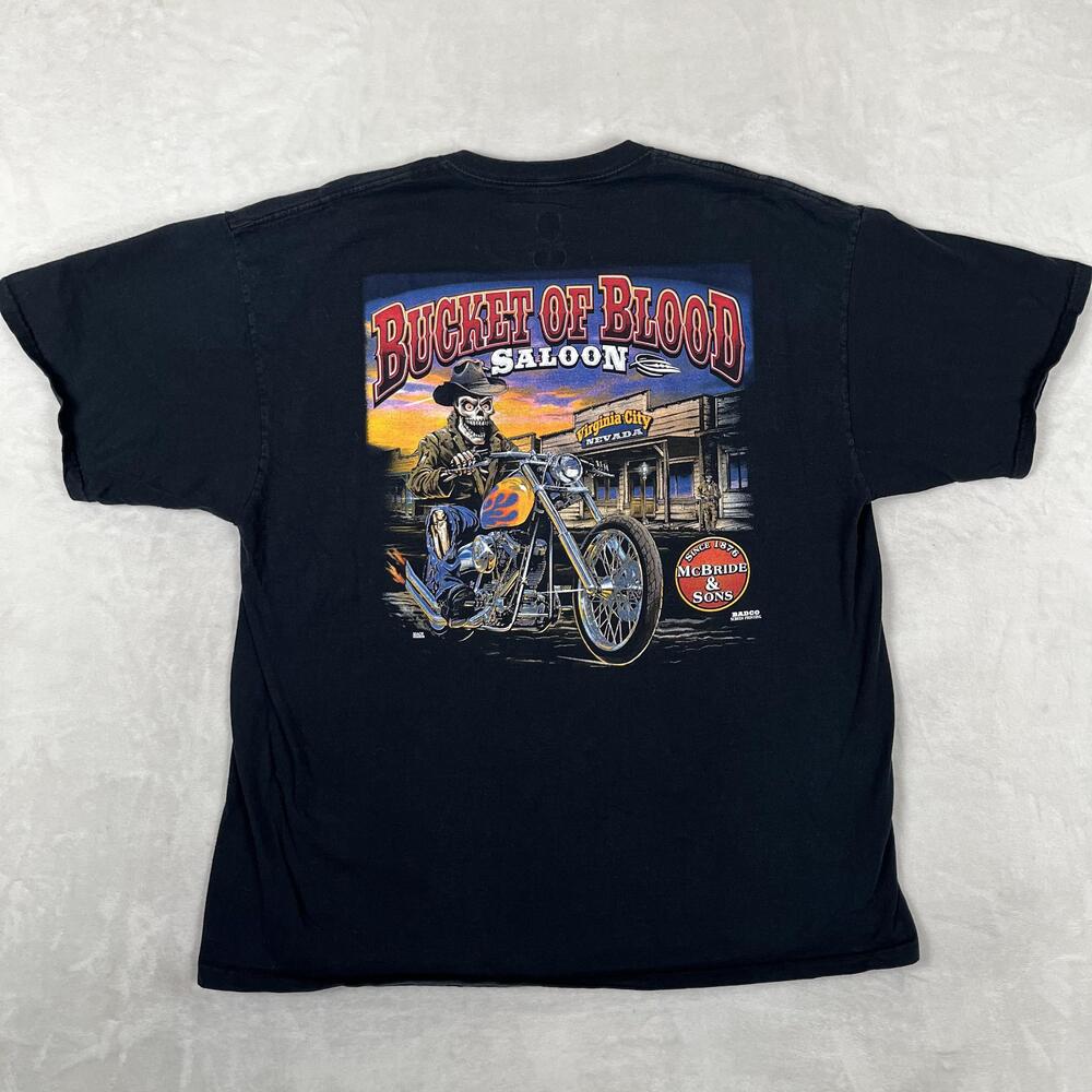 Bucket Of Blood Saloon T-Shirt Mens 2XL Black Virginia City NV Biker Motorcycle